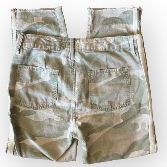 Mother The Shaker Crop Fray Pants Racer Stripe Camo Army Green Desert Print 25 - Picture 8 of 14